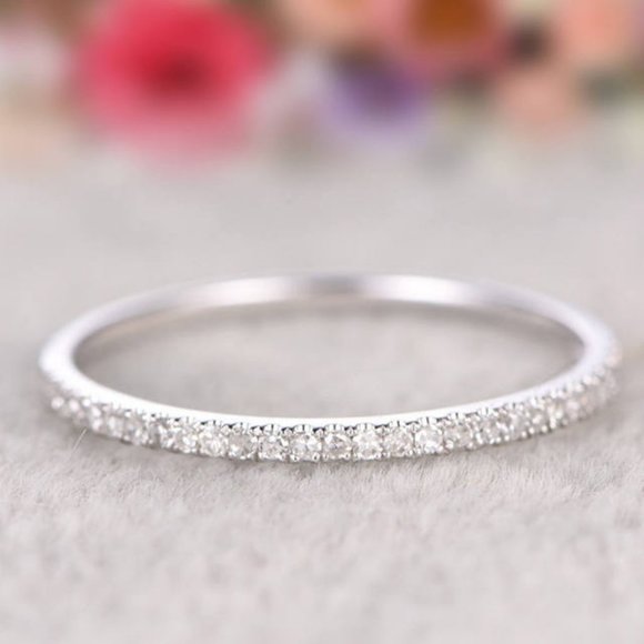 Jewelry - NEW 925 Sterling Silver Pave Diamond Half Eternity Ring